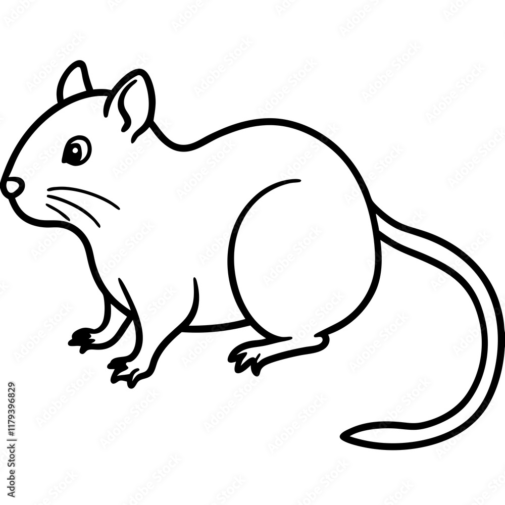 Obraz premium Cute Line Art Gerbil Silhouette Black Vector Illustration
