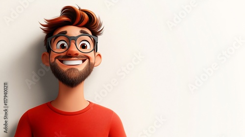 Happy cartoon man, studio background,  advertising use photo