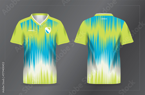 blue and green sport jersey for football and soccer shirt template