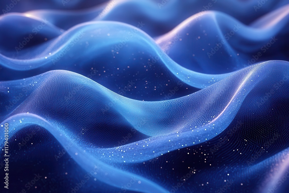 Obraz premium abstract geometric blue wave pattern background with dynamic fluid shapes and modern gradient motion design elements for technology presentation