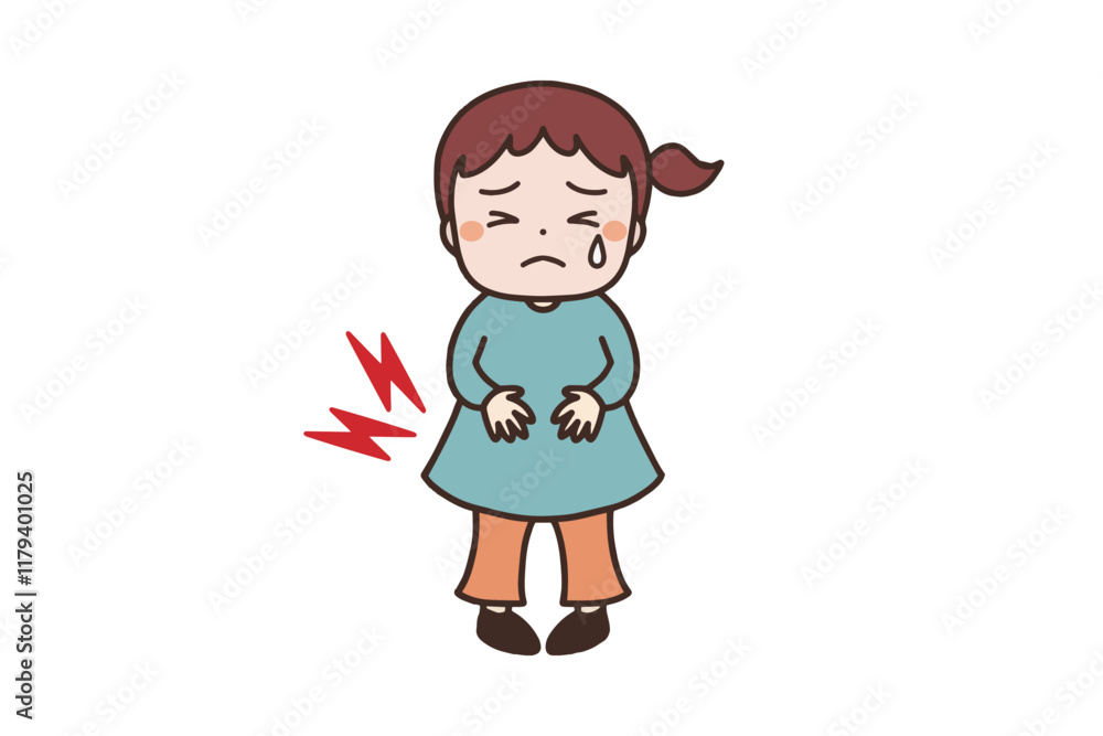 お腹が痛い女の子のイラスト素材 お腹が痛い女の子のイラスト素材