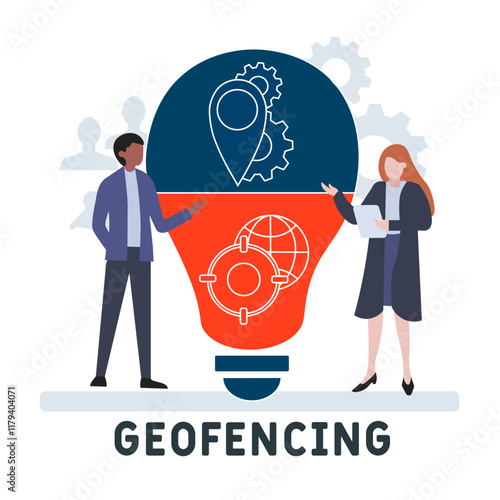 Geofencing concept. Device management. Business concept background. vector illustration concept with icons. lettering illustration with icons for web banner, flyer, landing pag
