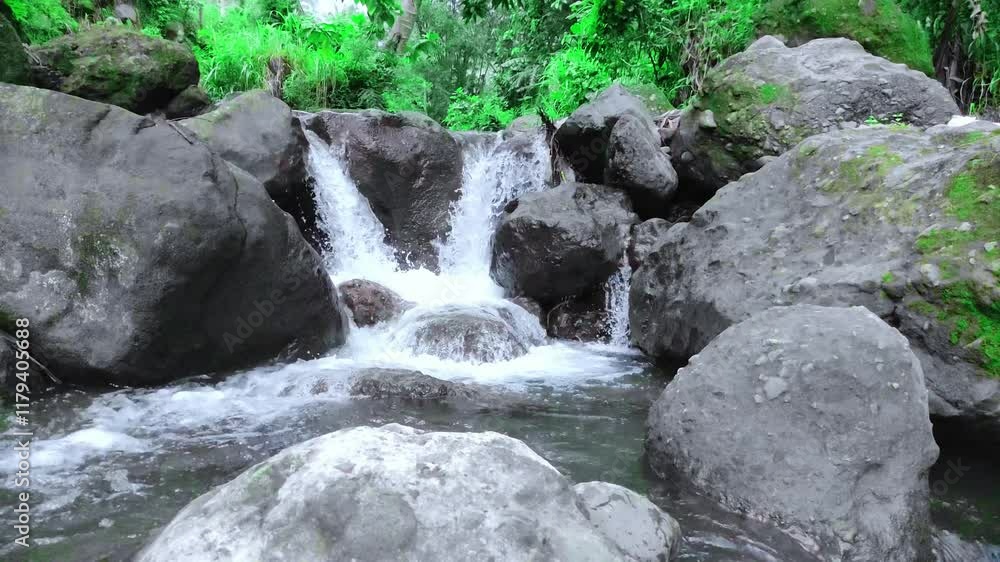 Small Waterfall on an Unspoiled Mountain River