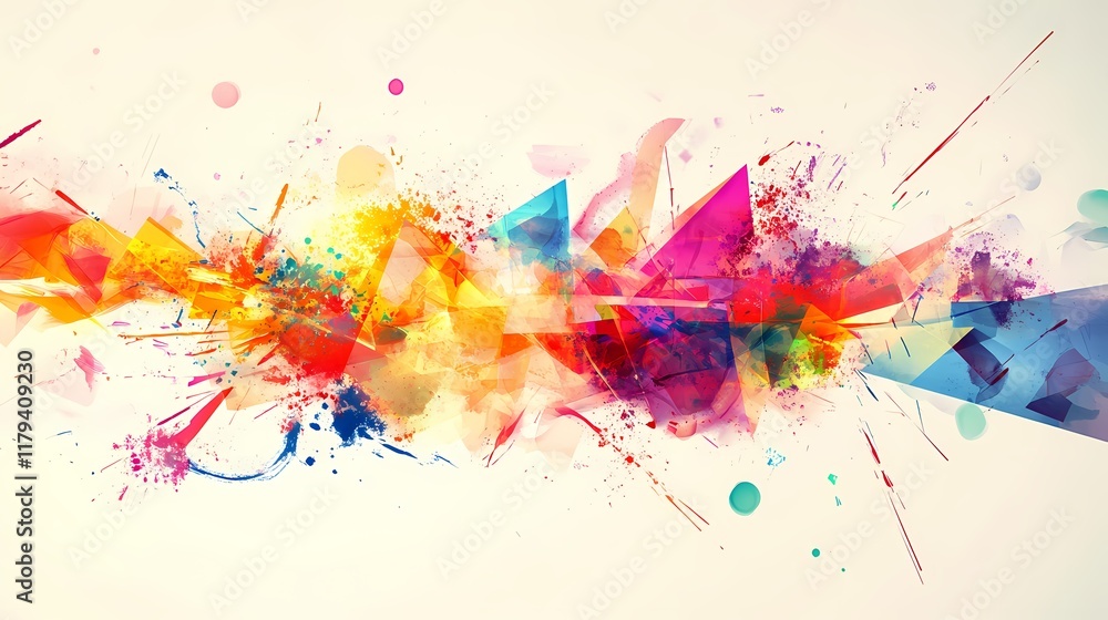 Fototapeta premium Vivid Abstract Explosion of Color with Splashes in Red, Orange, Pink, and Blue