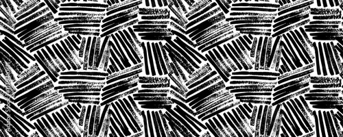 Weave seamless pattern with textured brush strokes. Abstract geometric simple textile print. Hand drawn vector rough background. Straight line vector brush strokes. Intricate hand drawn texture.