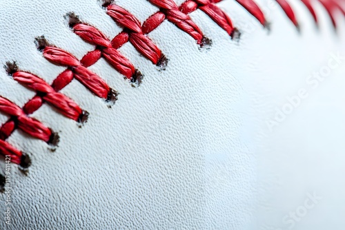 Red Stitches on White Ball Close Up