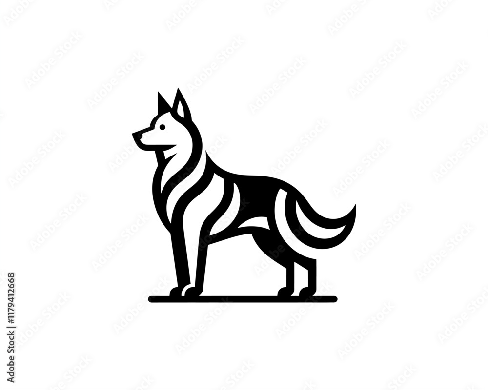 Obraz premium Silhouette Dog logo design icon symbol vector illustration. Black and white dog logo