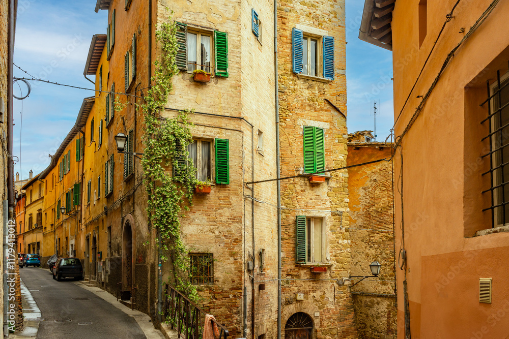 Beautiful Cityscape and Stone Architecture in Perugia, Umbria, Italy