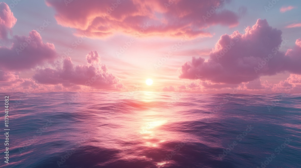 Fototapeta premium Pink sunset over calm ocean. (8)