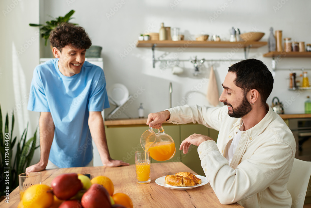 Love and connection shine during breakfast in a modern apartment Love and connection shine during breakfast in a modern apartment