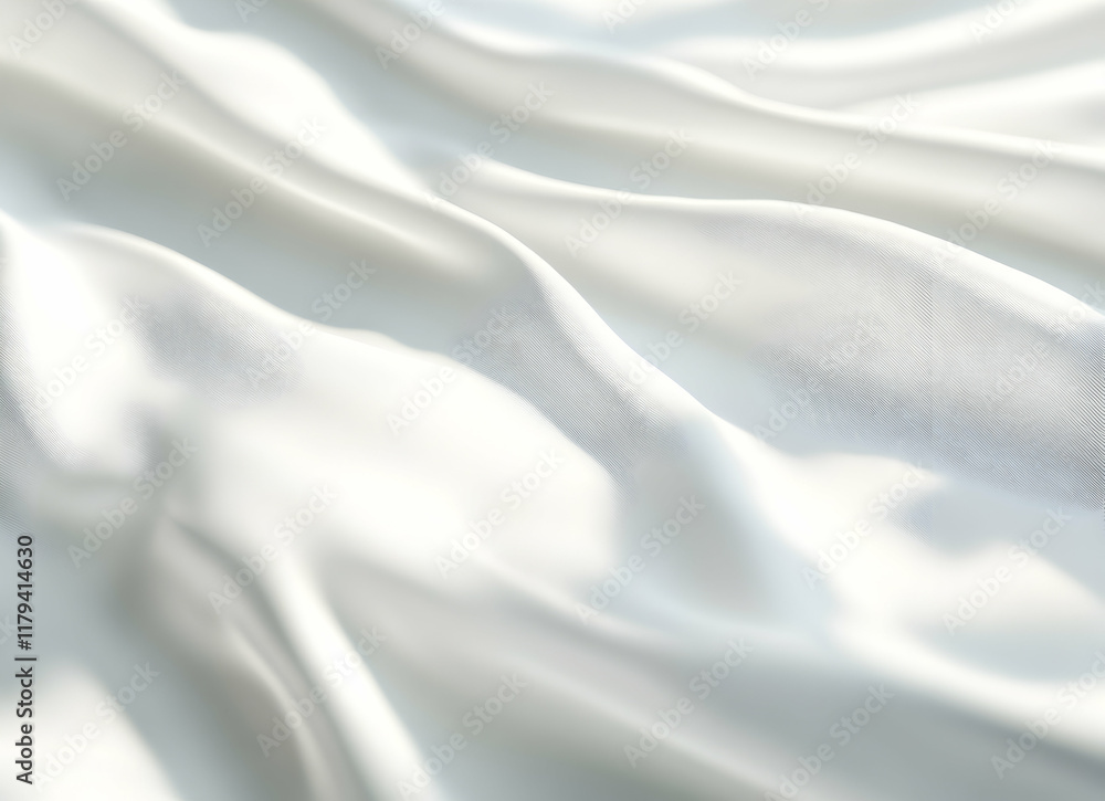 Obraz premium Smooth White Fabric with Soft Folds and Elegant Light Subtle Waves Pattern