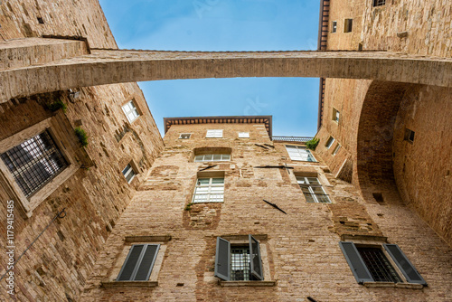 Obraz na płótnie Beautiful Arch and Stone Architecture in Perugia, Umbria, Italy w salonie