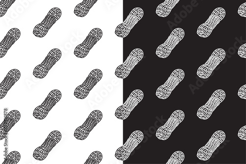 hank of kernmantle doodle seamless pattern on black white background set. engraving outdoor kernmantle background. hank of rope hatching wallpaper. pattern background with kernmantle for adventure