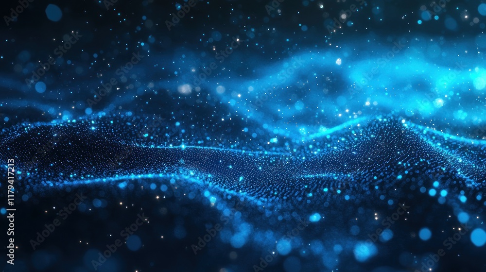 Abstract Blue Particle Wave: Digital Art Abstract Blue Particle Wave: Digital Art
