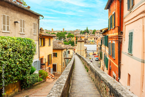 Beautiful Cityscape of Medieval Aqueduct of Perugia, Umbria in Italy