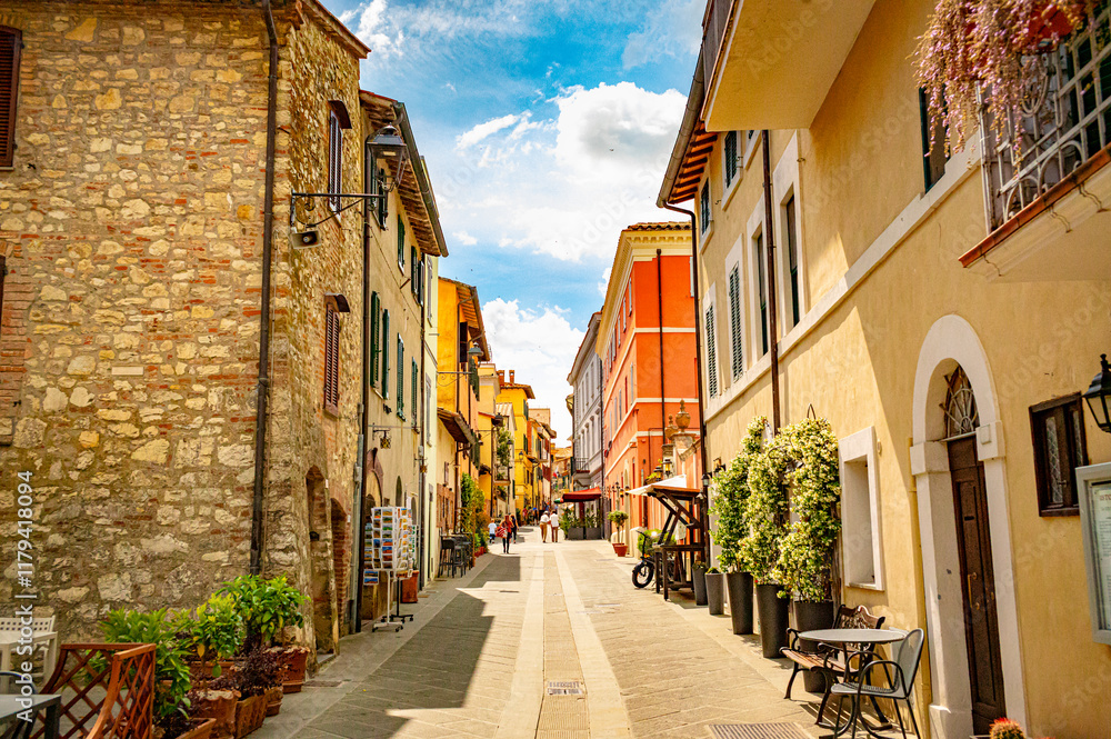 Beautiful street view in Castiglione del Lago, Perugia, Umbria, Italy