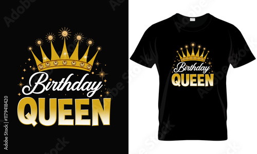 Birthday Queen Shirt Bedazzled - Women's Birthday Shirts - Birthday Gifts for Women, Rose Gold Birthday T-Shirts [Converted].ai
