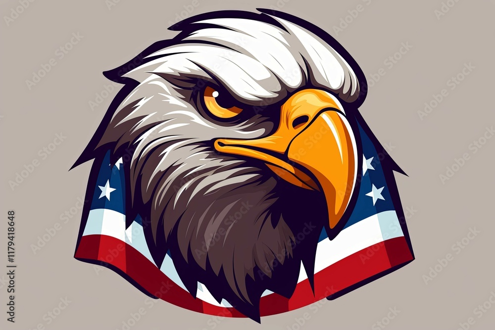 Obraz premium Majestic Bald Eagle Head: American Patriotism in Bold Vector Art