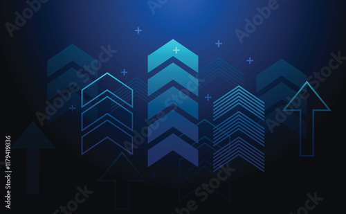 Blue up arrow growth graph ...