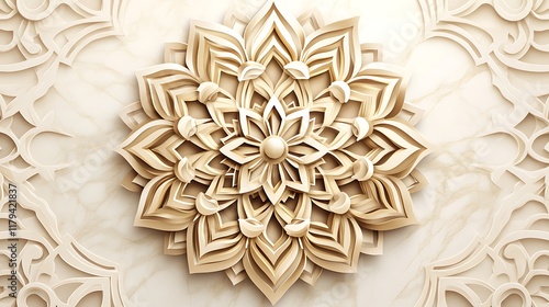 Elegant Beige Floral Mandala Wall Decor Design