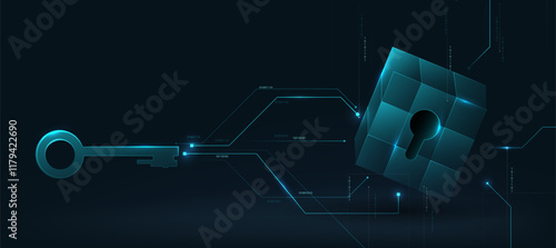 The data security background, cyber security concept wallpaper for business or presentations and Technology content and articles EPS 10