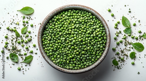 Fresh Green Peas in a Bowl. Generative AI