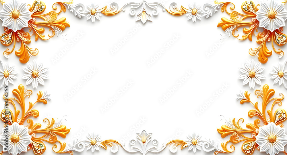 writing space on luxury white paper texture featuring delicate floral motifs and ornamental elements in a seamless pattern.golden design , ,use for marriage or other events writing space on luxury white paper texture featuring delicate floral motifs and ornamental elements in a seamless pattern.golden design , ,use for marriage or other events