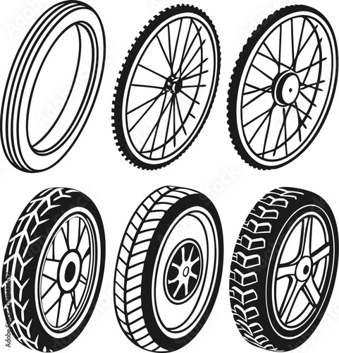 tire icon set vector art  illustration 