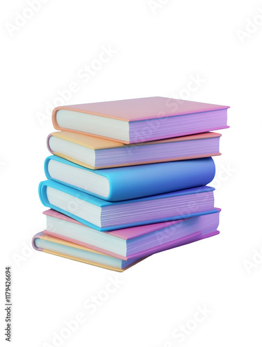 Wallpaper Mural Colorful Cartoon-Style Stack of Books on White Background Torontodigital.ca