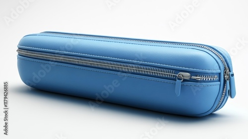 Blue Pencil Case Isolated on White Background. Generative AI photo