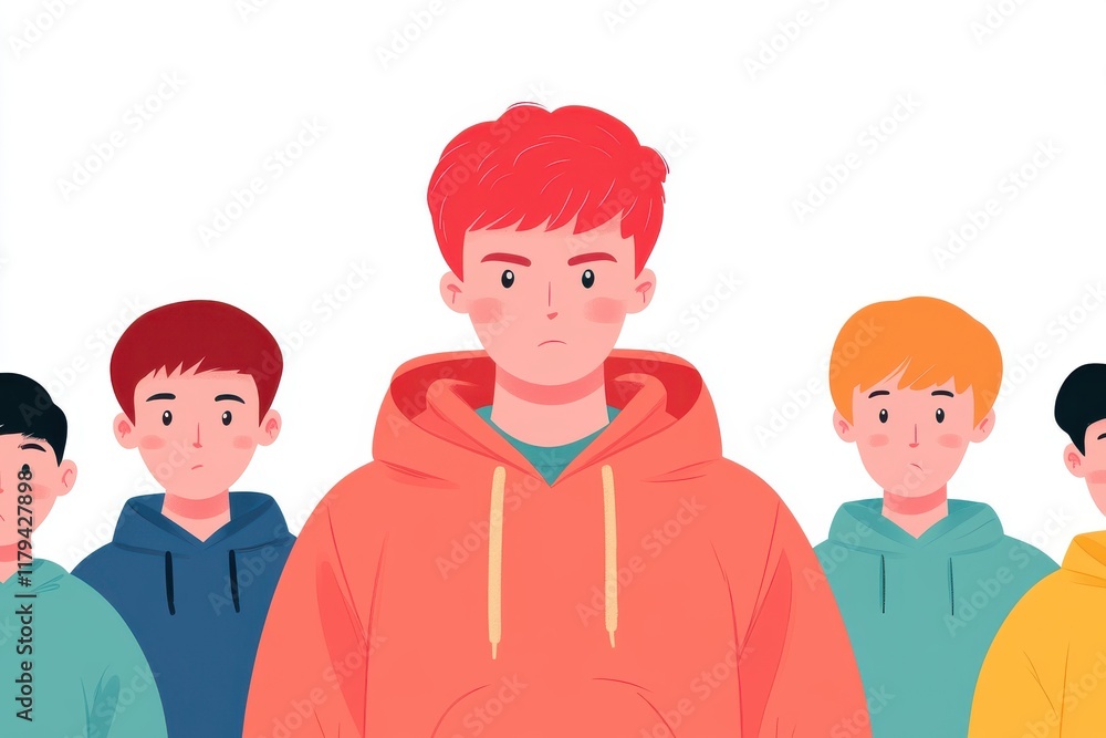 Obraz premium Group of Young People with Different Hair Colors and Expressions