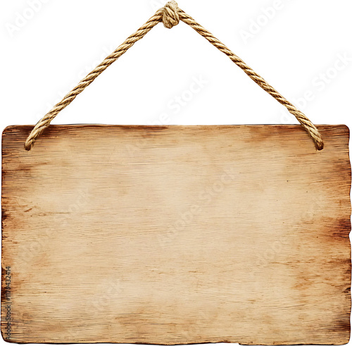 wooden sign board hanging transparent background