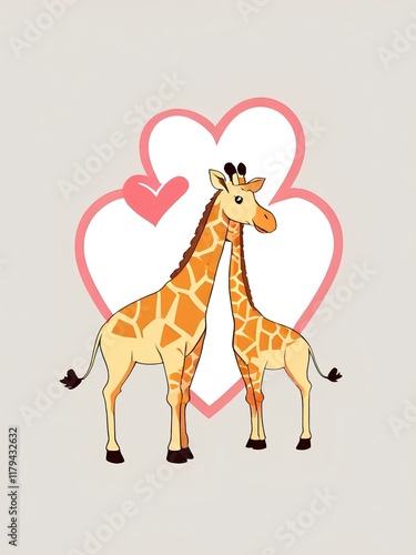 giraffe heart vector image white background photo