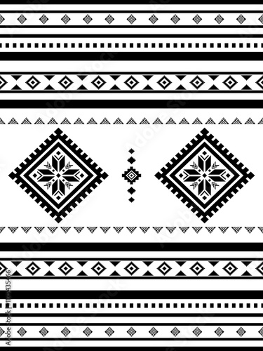Southwest Aztec geometric Native American Mexican Navajo tribal ethnic boho indian texture ornament seamless pattern fabric black and white design vector for woven textile printing blanket rug carpet 