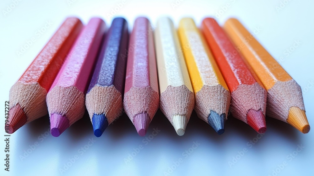 Vibrant Colored Pencils Isolated on White. Generative AI Vibrant Colored Pencils Isolated on White. Generative AI