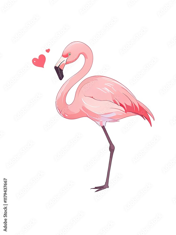 Fototapeta premium Flamingo heart vector image white background