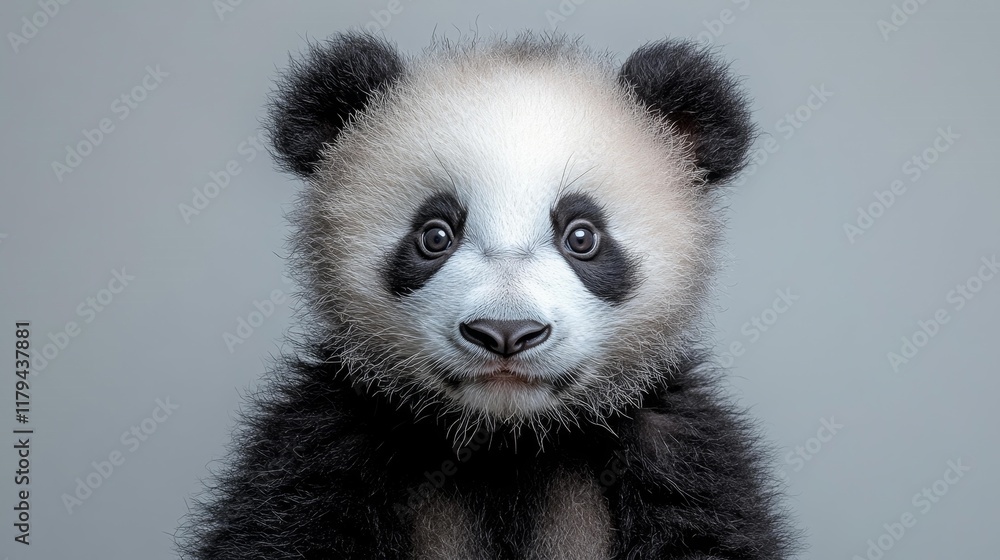 Naklejka premium Adorable Panda Portrait Isolated on White. Generative AI