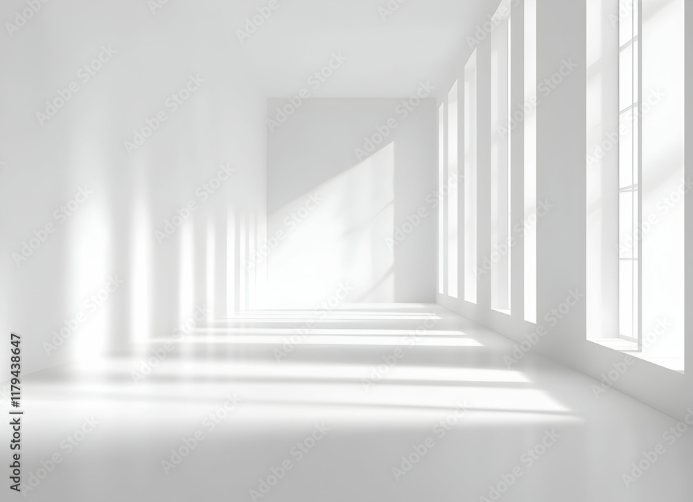 Minimalist Architecture Modern Bright White Empty Room with Sunlit Windows Minimalist Architecture Modern Bright White Empty Room with Sunlit Windows