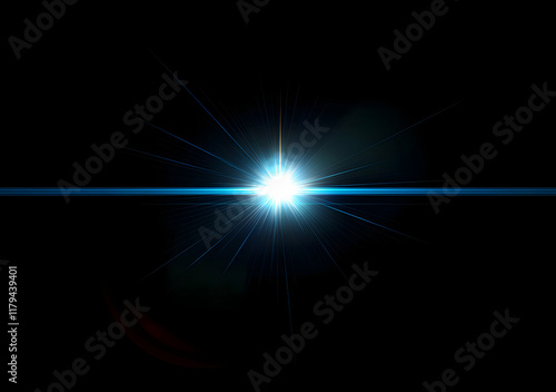 Radiant Blue Starburst Against Dark Sky Capturing Cosmic Serenity and Mystery