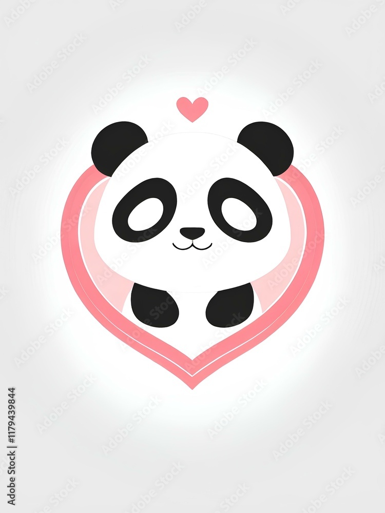 Panda heart vector image white background Panda heart vector image white background