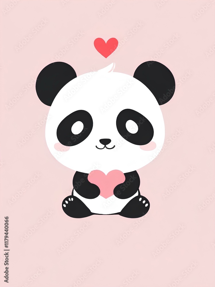 Panda heart vector image white background Panda heart vector image white background