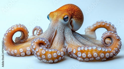 Octopus with detailed texture on white background. Generative AI photo