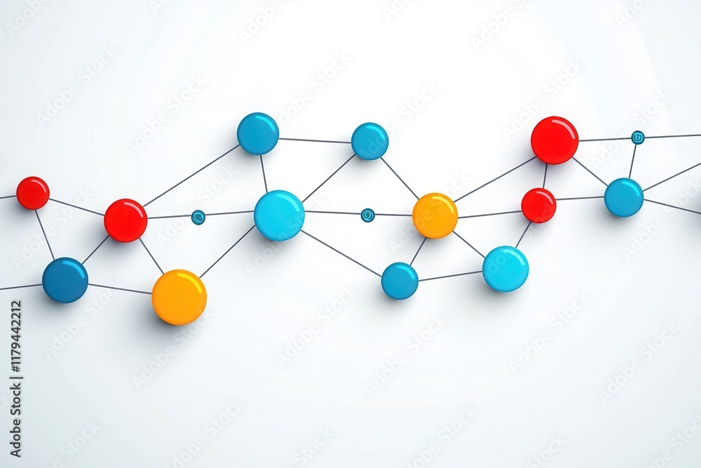 Isometric Diagram with Connected Nodes on White Background Isometric Diagram with Connected Nodes on White Background