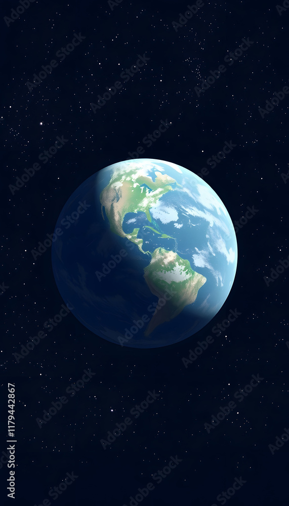 Obraz premium Planet earth in solar system starry sky in space, Earth isolated on transparent background, flat design, with white tones