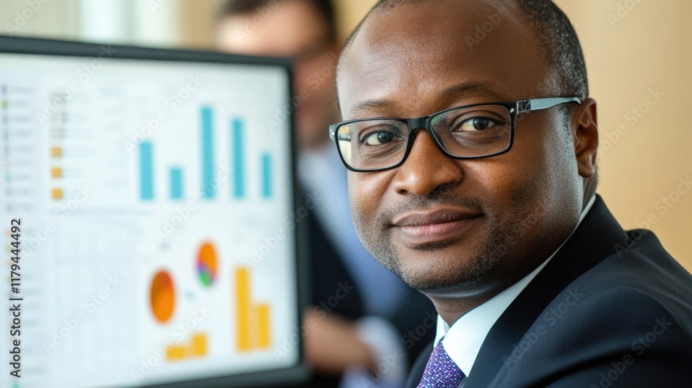 Close-up of a supply chain manager analyzing data on a computer screen, with graphs and charts showing key performance indicators Close-up of a supply chain manager analyzing data on a computer screen, with graphs and charts showing key performance indicators