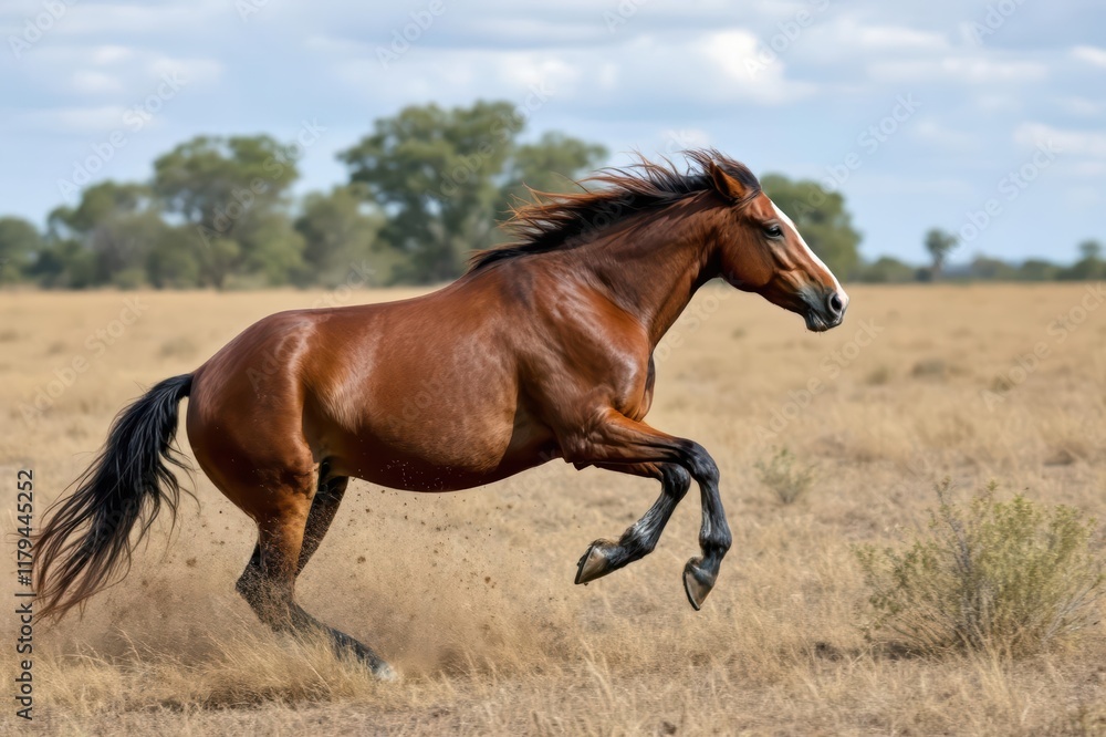 Australian Brumby horse galopping in the wild Australian Brumby horse galopping in the wild