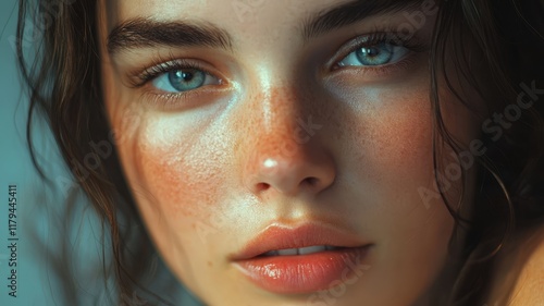 Wallpaper Mural Woman with brown hair and blue eyes is smiling at the camera Torontodigital.ca