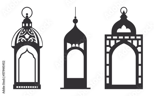 Lantern  silhouette icon  vector illustration