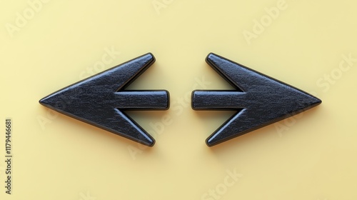 A pair of black arrows in opposite directions, designed symmetrically photo