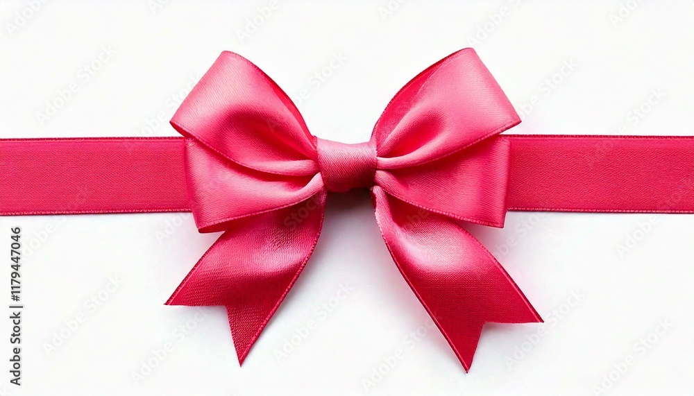 Fuchsia Gift Ribbon with a Bow on a white Background. Festive Template for Holidays and Celebrations Fuchsia Gift Ribbon with a Bow on a white Background. Festive Template for Holidays and Celebrations